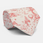 Elk Bos French Toile in Red Stropdas (Opgerold)