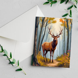 Elk bos watercolor landschap schilderen kaart