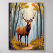 Elk bos watercolor landschapskunst poster (Voorkant)