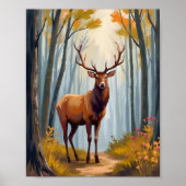 Elk bos watercolor landschapskunst poster (Voorkant)