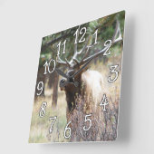 Elk Bull Buck Deer Mancave Wall Clock Vierkante Klok (Hoek)