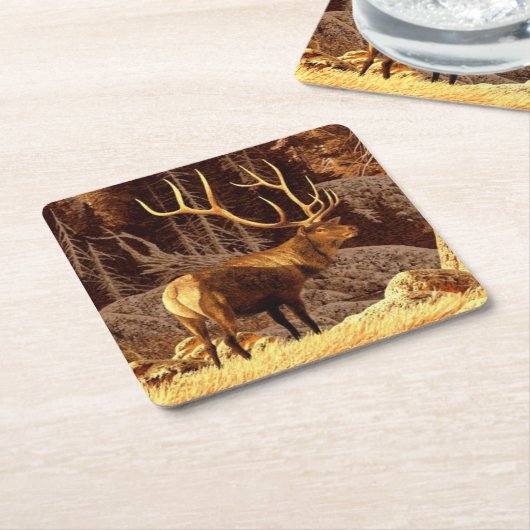 Elk Bull Kartonnen Onderzetters (Schuin)