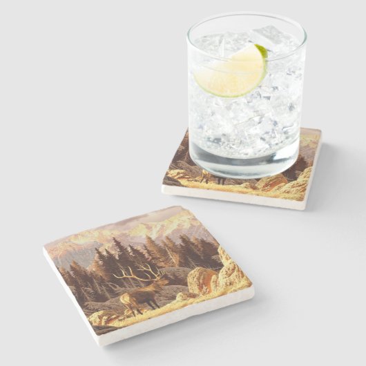 Elk Bull Stenen Onderzetter (Zijkant)