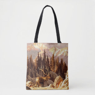 Elk Bull Tote Bag