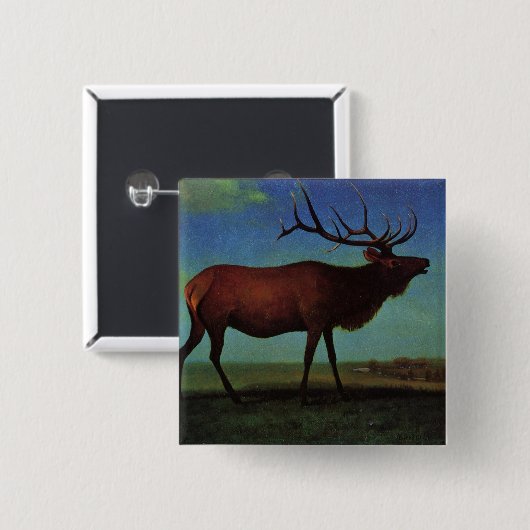 Elk by Albert Bierstadt Vierkante Button 5,1 Cm (Voorkant /achterkant)
