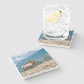 Elk (Cervus Elephus) Bull Bugling Stenen Onderzetter (Zijkant)