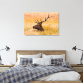 Elk (Cervus Elephus) Resting In Meadow Grass Canvas Afdruk (Insitu (Slaapkamer))