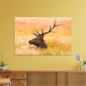 Elk (Cervus Elephus) Resting In Meadow Grass Canvas Afdruk (Insitu (Woonkamer))