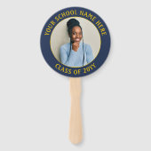 Elk citaat 2 Foto marineblauw goudgeel Afstuderen Handwaaier (Achterkant)