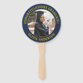 Elk citaat 2 Foto marineblauw goudgeel Afstuderen Handwaaier (Voorkant)