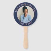 Elk citaat 2 Foto marineblauw roze modern Afstuder Handwaaier (Achterkant)