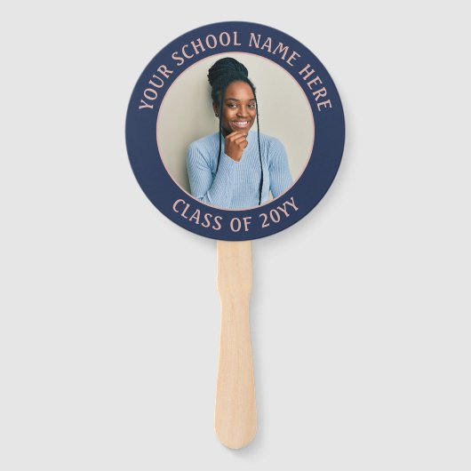 Elk citaat 2 Foto marineblauw roze modern Afstuder Handwaaier (Achterkant)