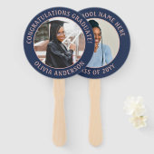 Elk citaat 2 Foto marineblauw roze modern Afstuder Handwaaier (Voorkant en achterkant)