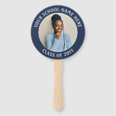 Elk citaat 2 Foto Navy Blue en White Afstuderen Handwaaier (Achterkant)