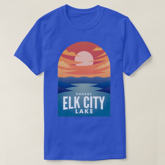 Elk City Lake KS Retro Sunset T-shirt (Design voorkant)