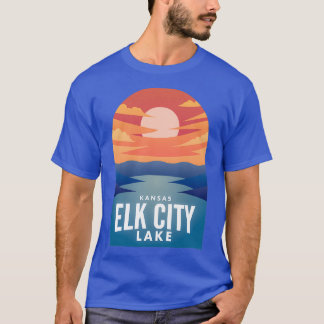 Elk City Lake KS Retro Sunset T-shirt