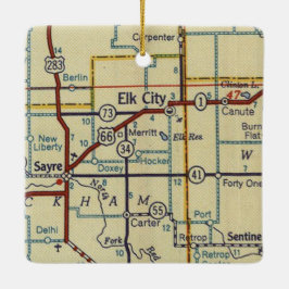 Elk City Oklahoma Retro Keramisch Ornament