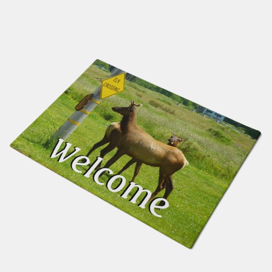 Elk Crossing California Wildlife Fotografie Deurmat (Schuin)
