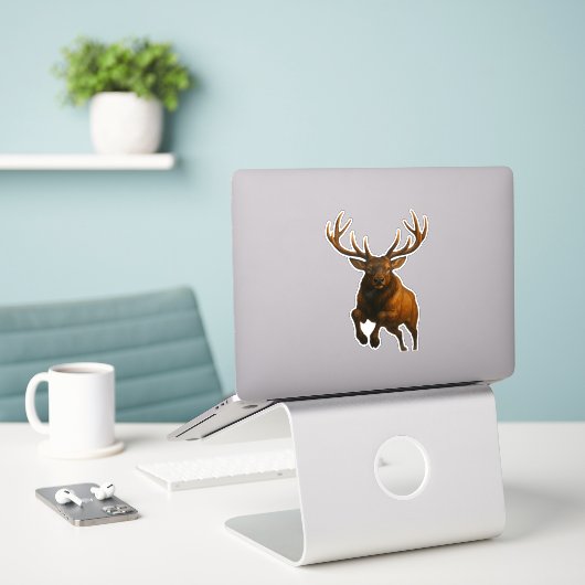 Elk Cut-out Sticker (Laptop op bureau)