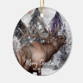 Elk Deer-Waterverf in de boskerstversiering Keramisch Ornament (Links)