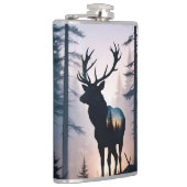 Elk Double Exposure Animal Natuur Wilderness Wild Heupfles (Rechts)