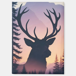 Elk Double Exposure Animal Natuur Wilderness Wild Magneet