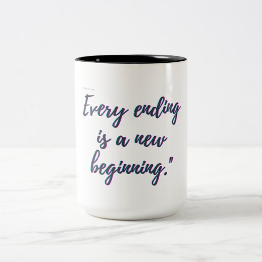Elk einde is een nieuw begin tweekleurige koffiemok (Center)