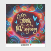 Elk Einde is een Nieuwe Beginnende Inspirativiteit Sticker (Vel)