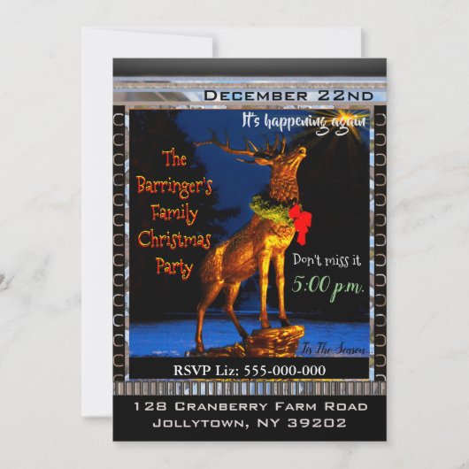 Elk Elegant Kerstfeest Kaart (Voorkant)