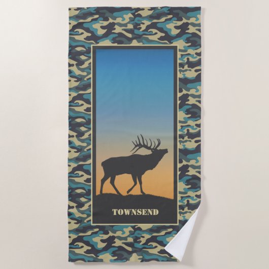 Elk en Camo Beach Towel Strandlaken (Voorkant)