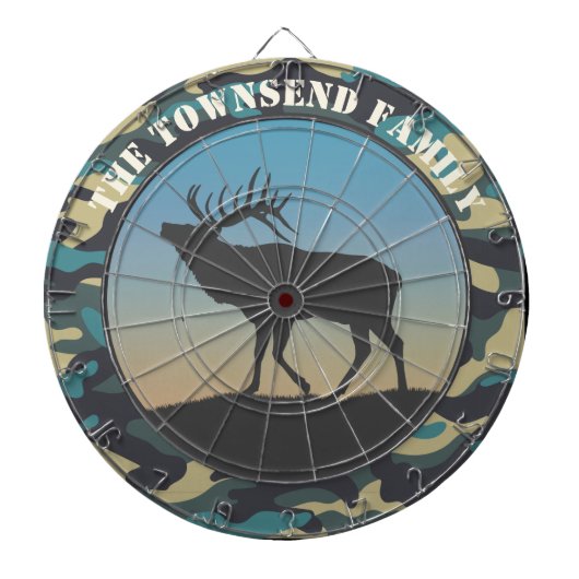 Elk en Camo Blue Dart Board Dartbord (Voorkant)