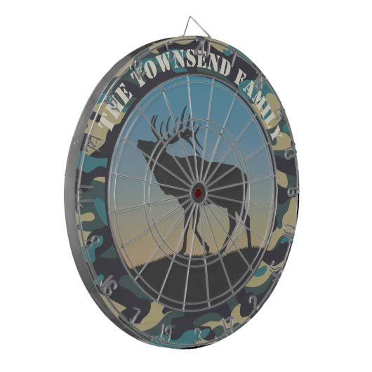 Elk en Camo Blue Dart Board Dartbord (Voorkant Links)