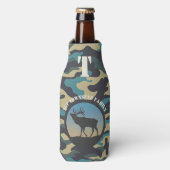 Elk en Camo Blue Flesjeskoeler (Fles Voorkant)