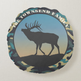 Elk en Camo Blue Rond Kussen