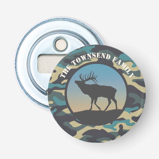 Elk en Camo Button Flesopener (Voorkant)