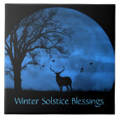 Elk en Moon Winter Solstice Tegeltje (Voorkant)