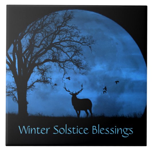 Elk en Moon Winter Solstice Tegeltje (Voorkant)