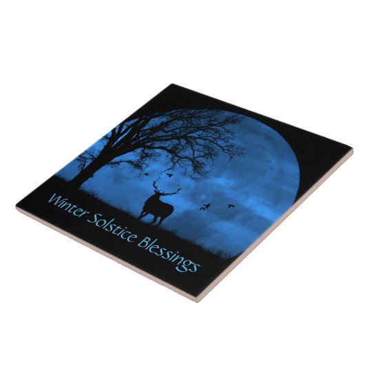 Elk en Moon Winter Solstice Tegeltje (Zijkant)