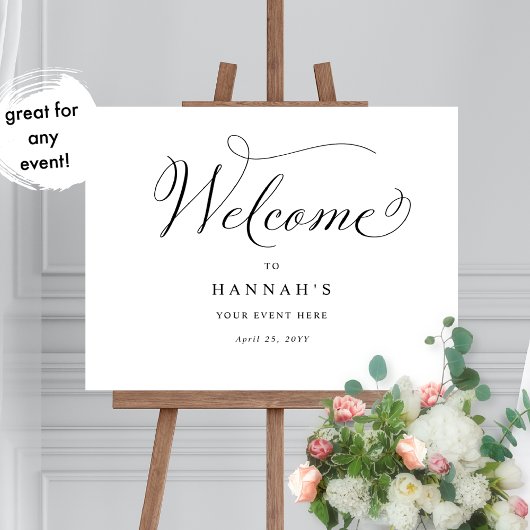 Elk evenement, elegante kalligrafie welkomstbord poster