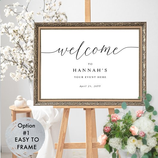 Elk evenement, elegante script welkomstbord poster