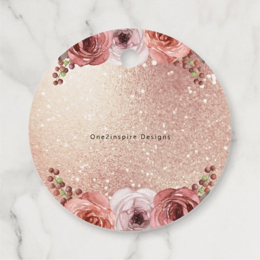 Elk evenement Roos Gold Blush Floral doordrenkt me Bedankjes Labels (Achterkant)