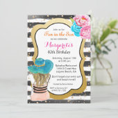 ELK EVENEMENT - Waterverf Stripe Floral Invitation Kaart (Staand voorkant)