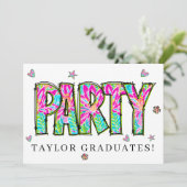 * Elk FEEST DIY Uitnodigen Doodle Event Afstuderen Kaart (Staand voorkant)