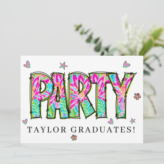 * Elk FEEST DIY Uitnodigen Doodle Event Afstuderen Kaart (Staand voorkant)