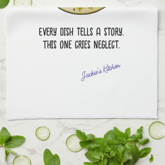 Elk gerecht vertelt een verhaal, grappig gepersona theedoek (Gevouwen)