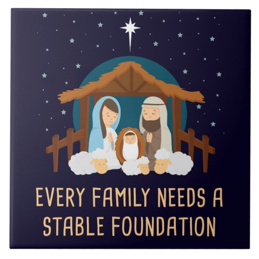 Elk gezin heeft een stabiele basis nodig - Kerstmi Tegeltje (Voorkant)