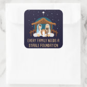 Elk gezin heeft een stabiele basis nodig - Kerstmi Vierkante Sticker (Tas)