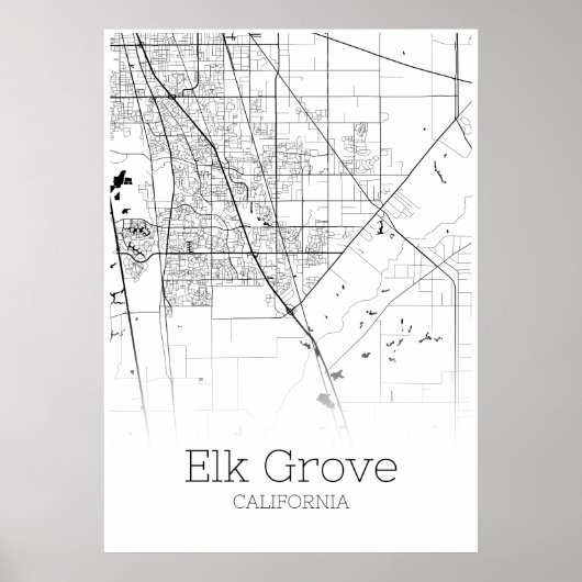 Elk Grove Map - California - City Map Poster (Voorkant)