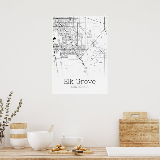 Elk Grove Map - California - City Map Poster (Keuken)