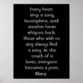 Elk hart zingt een lied — art poster-Plato quote Poster (Voorkant)